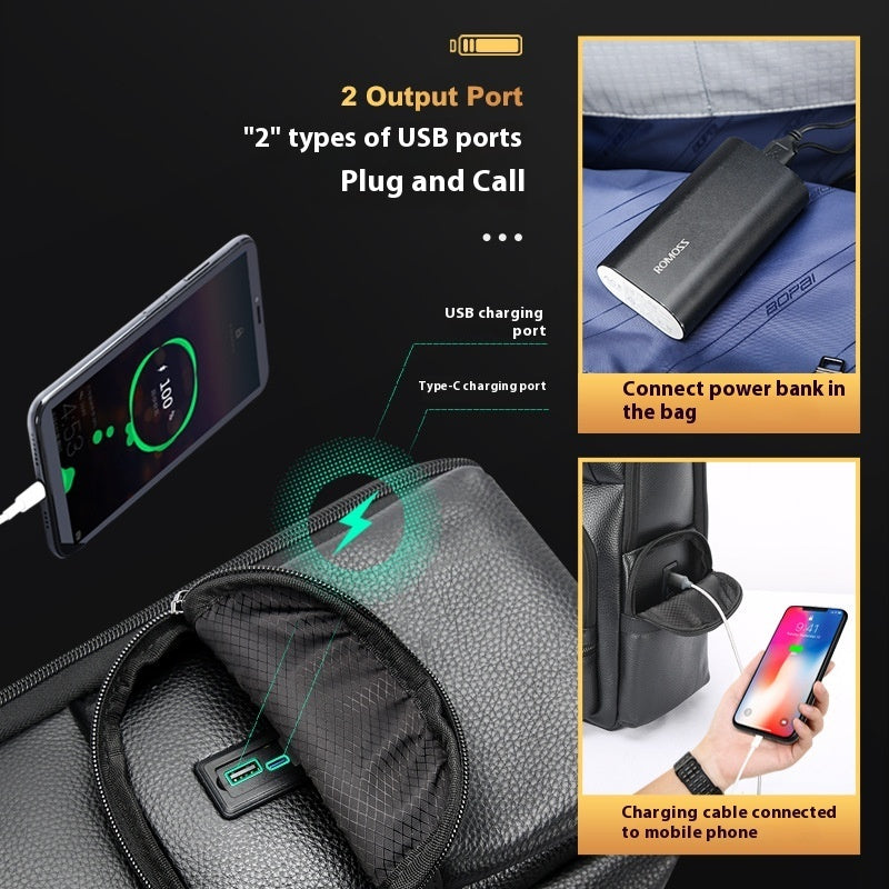 Mochila de cuero premium para laptops para viajes de negocios