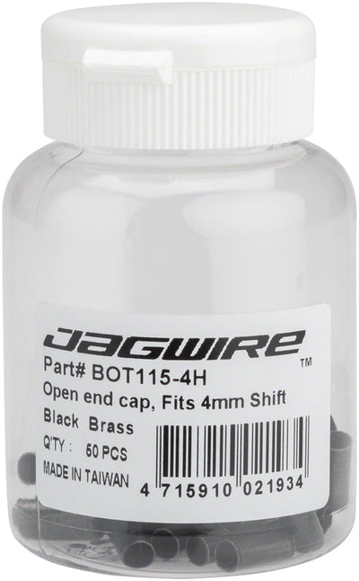 Jagwire 4mm Open Brass End Cap - Bottle of 50, Black