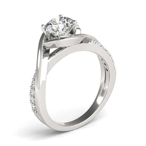 14k White Gold Split Band Bypass Diamond Engagement Ring