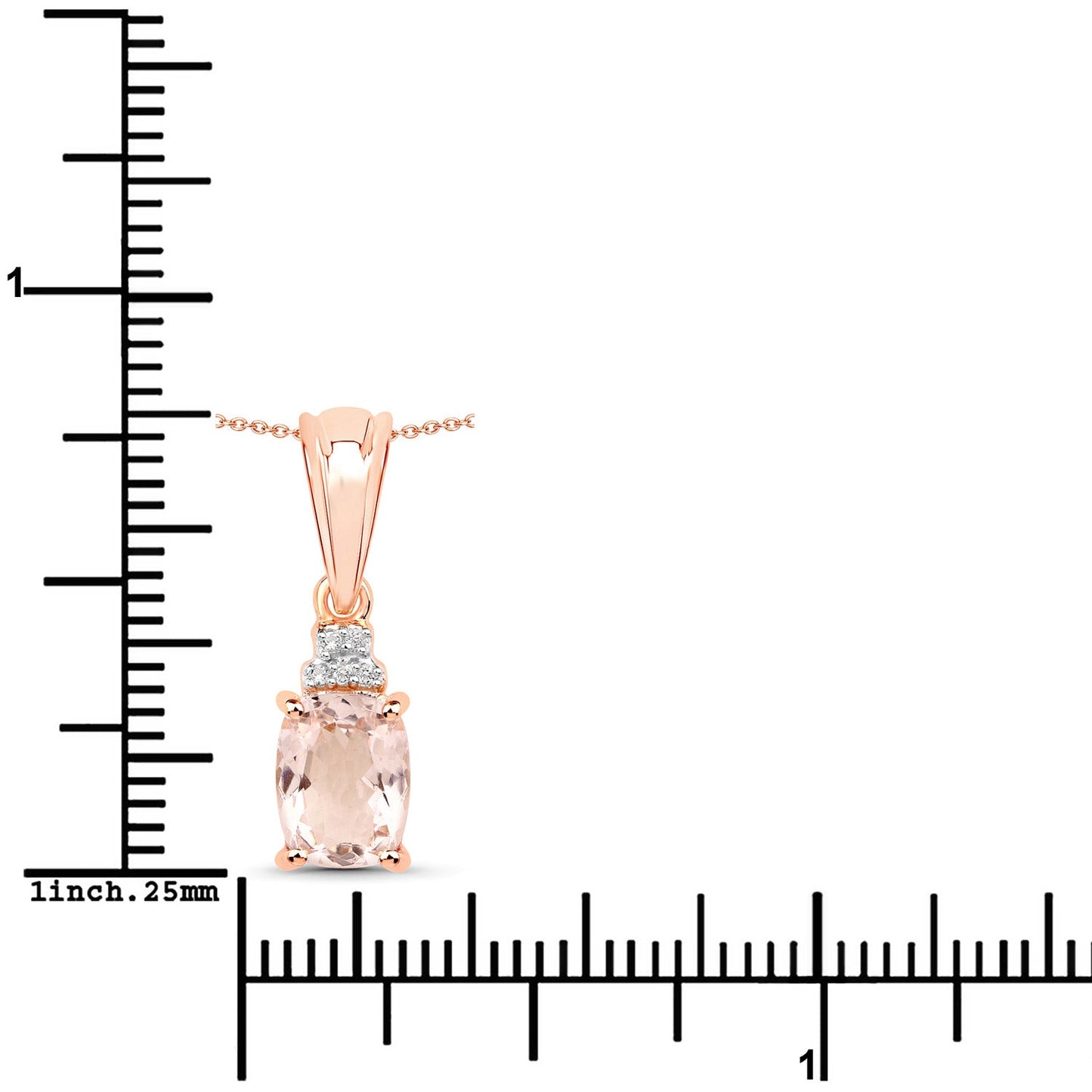Pendentif en morganite véritable de 1,12 carat et topaze blanche en argent sterling