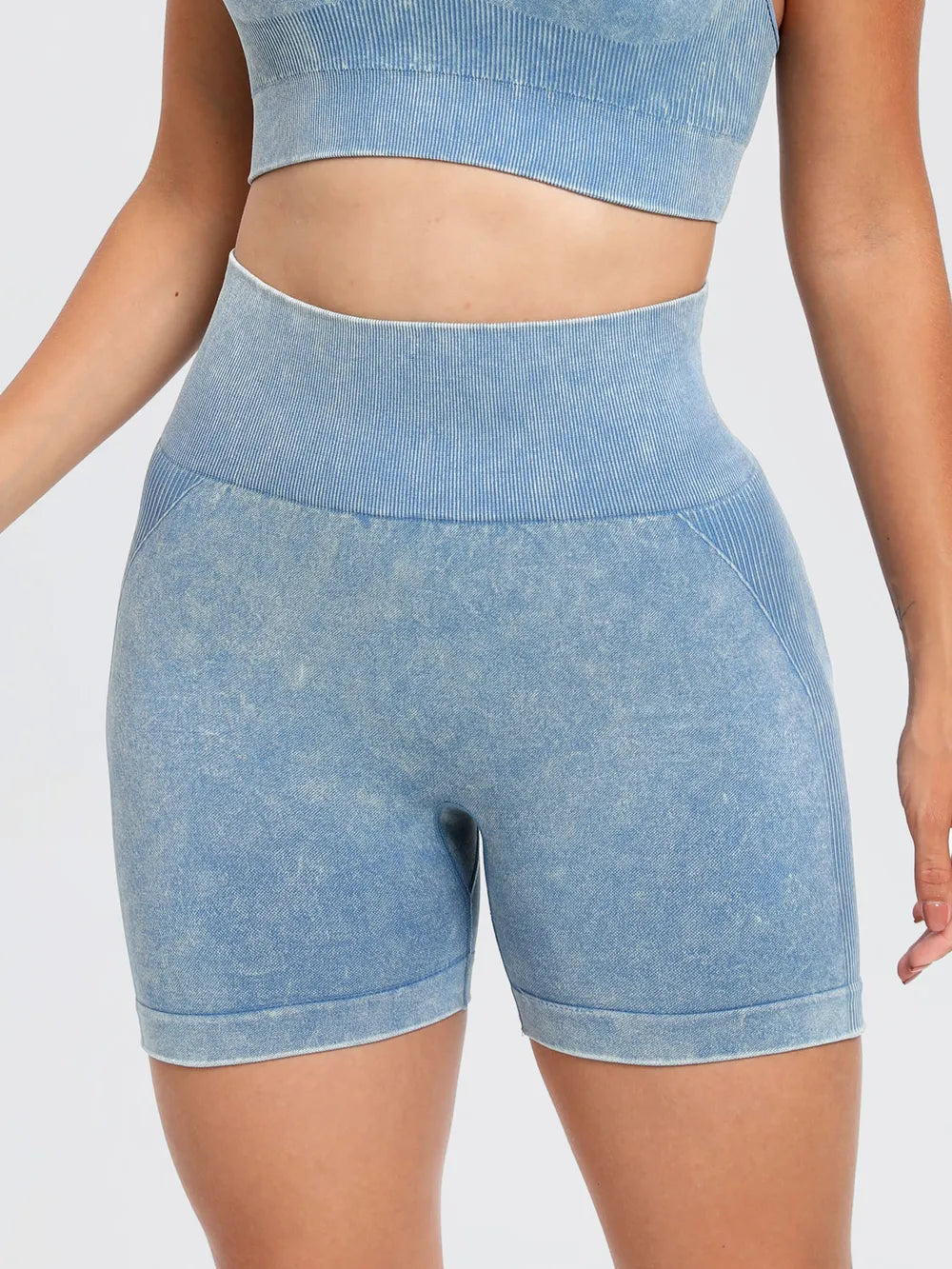 Shorts Actifs Taille Haute Lavés