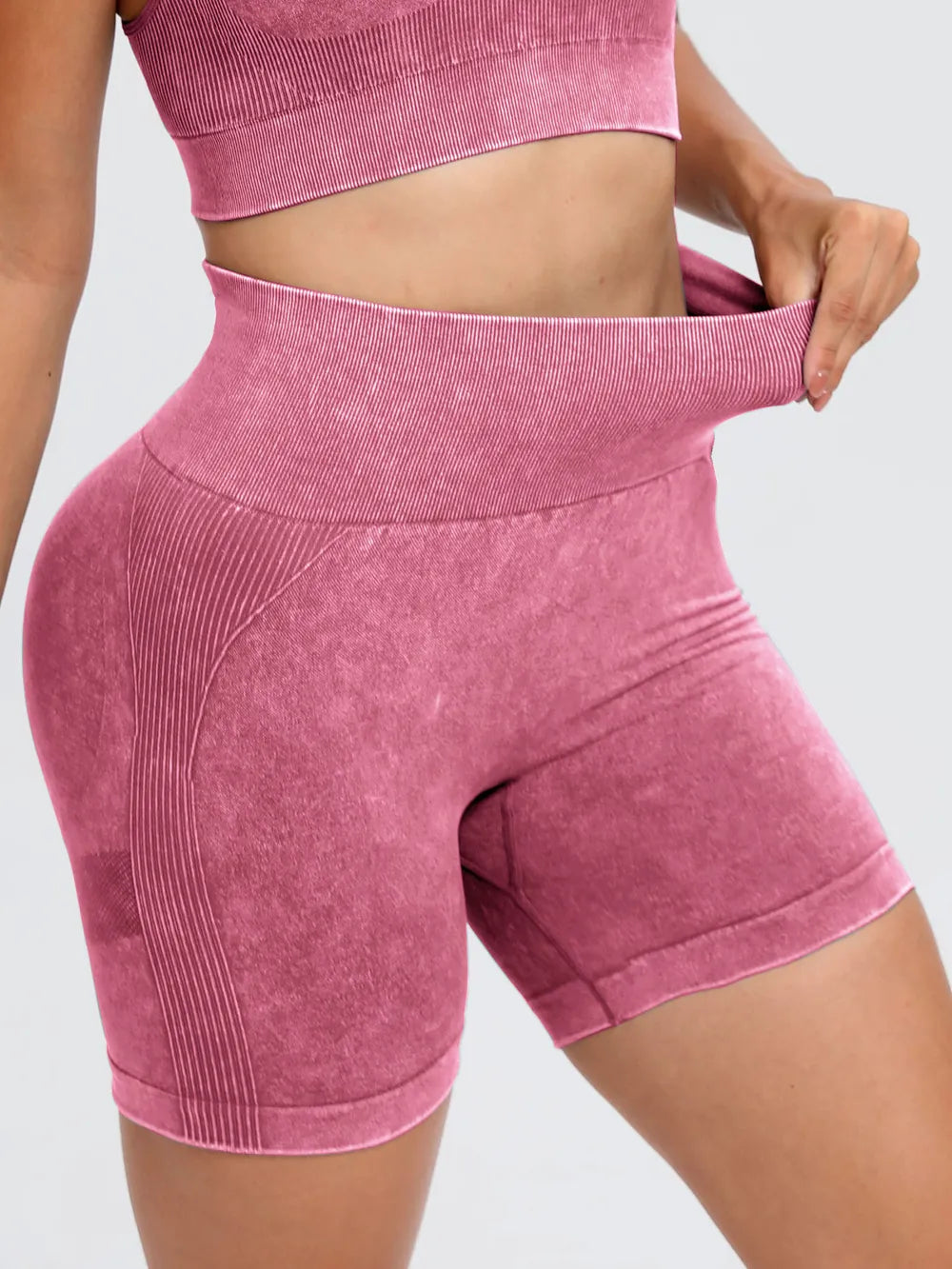 Shorts Actifs Taille Haute Lavés