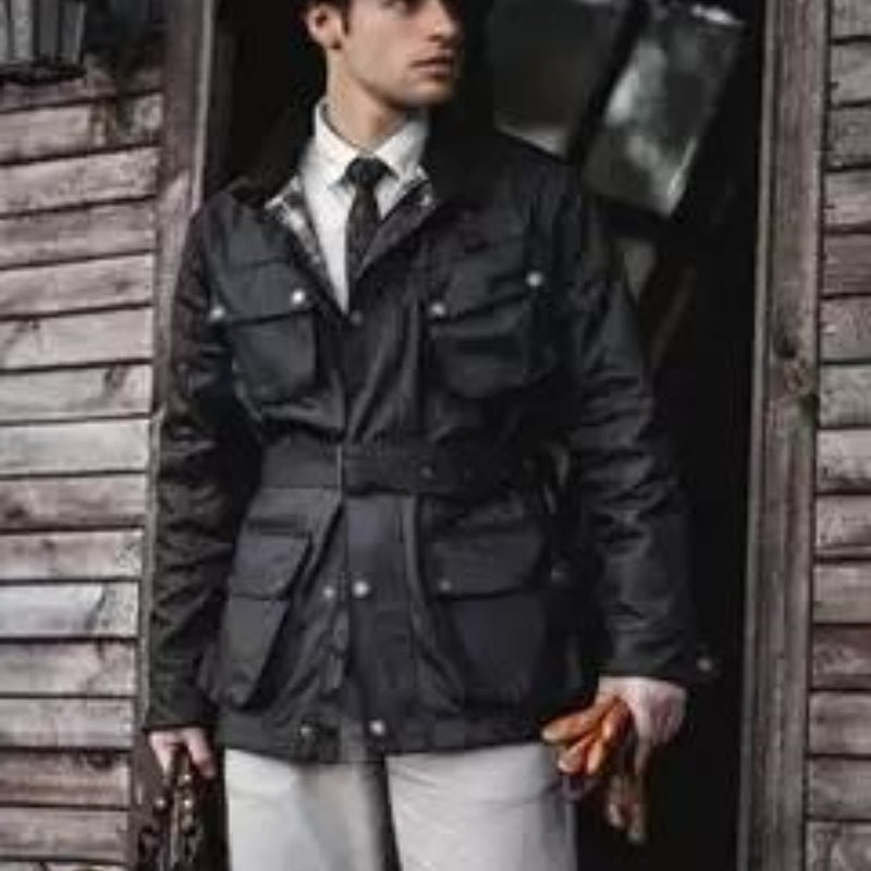 Oil Wax Trench Coat - Retro Biker's Waterproof Jacket for Men