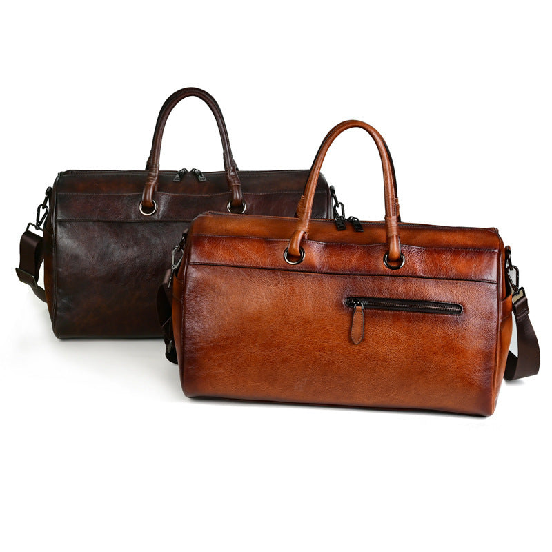 Handmade Retro Leather Satchel Bag with Large Capacity
