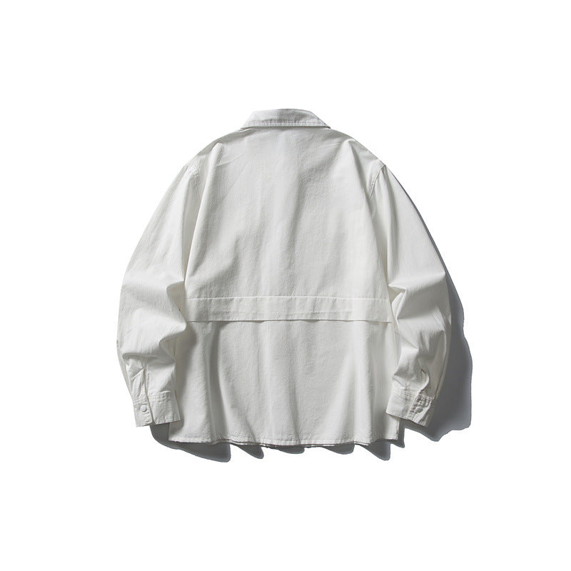 Splicing workwear long sleeved shirt men's loose casual shirt - Korvel