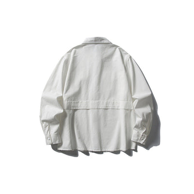 Splicing workwear long sleeved shirt men's loose casual shirt - Korvel
