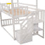 Twin over Twin House Bunk Bed with Convertible Slide,Storage Staircase,White - Korvel