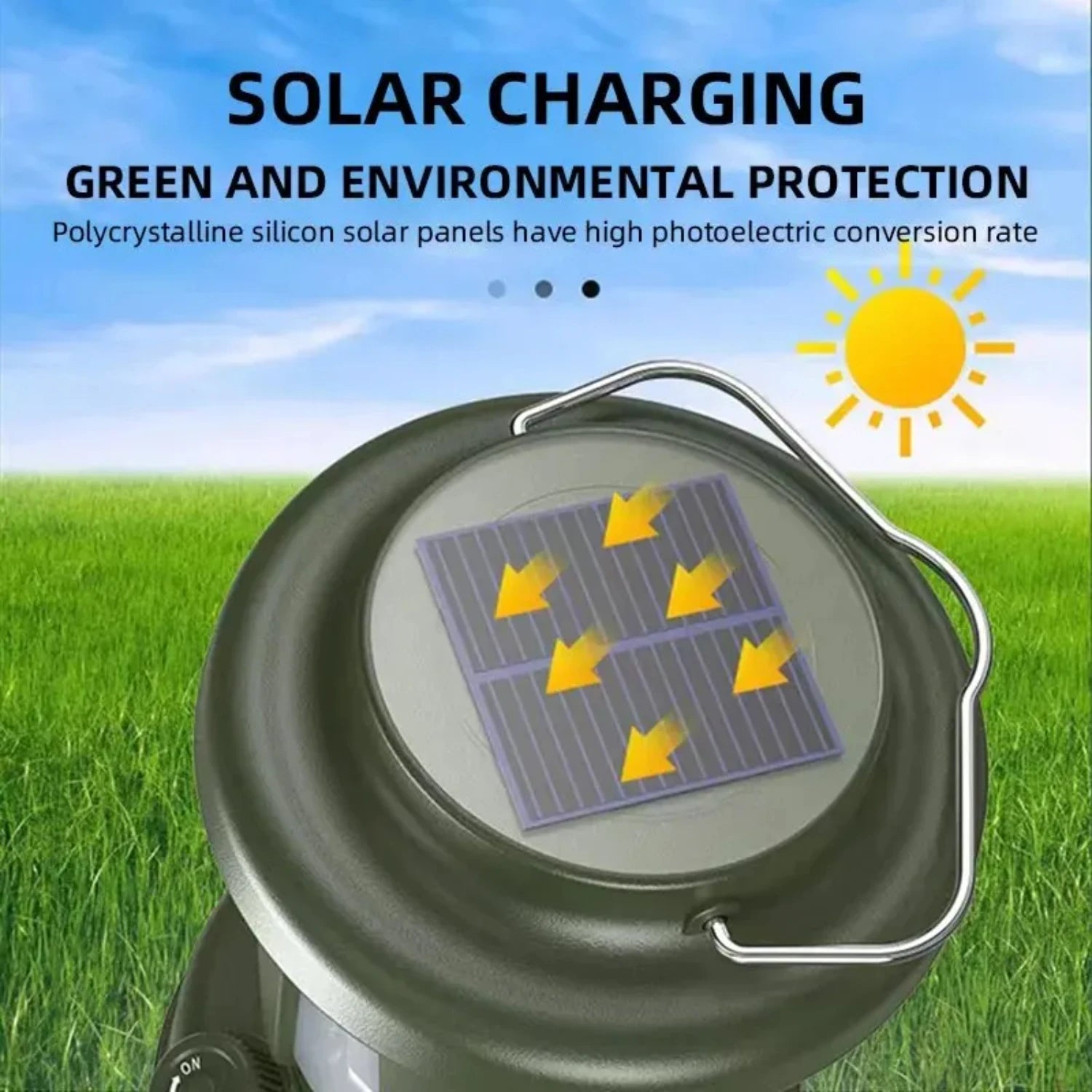 Outdoor solar rechargeable camping light, multifunctional LED strong light charging camping atmosphere tent light - Korvel
