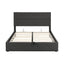 Lit plateforme queen rembourré avec rangement - Gris