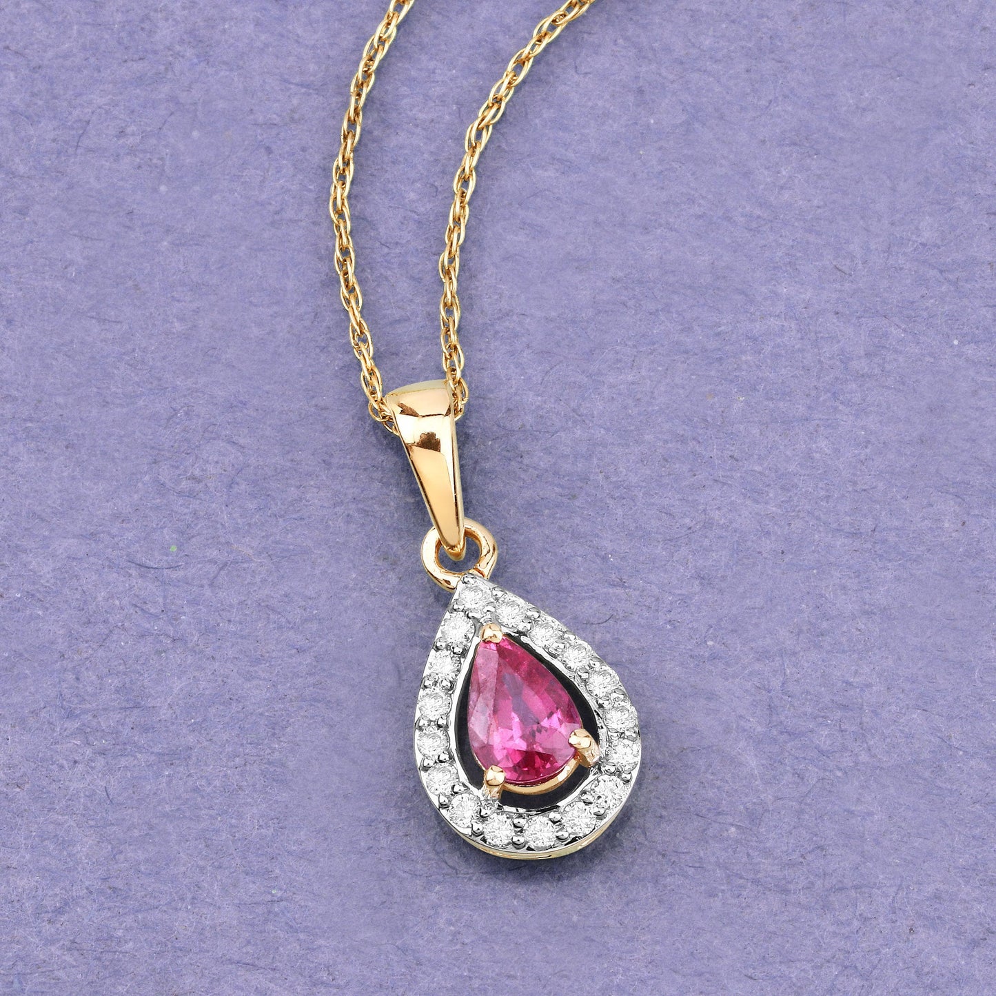 1.03 Carat Genuine Ruby and White Diamond Pendant in 14K Yellow Gold