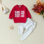 Infant and toddler clothing, children's letter printed long sleeved pullover, hoodie and pants two-piece set - Korvel