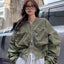Casual Black Workwear-style Baseball Jacket