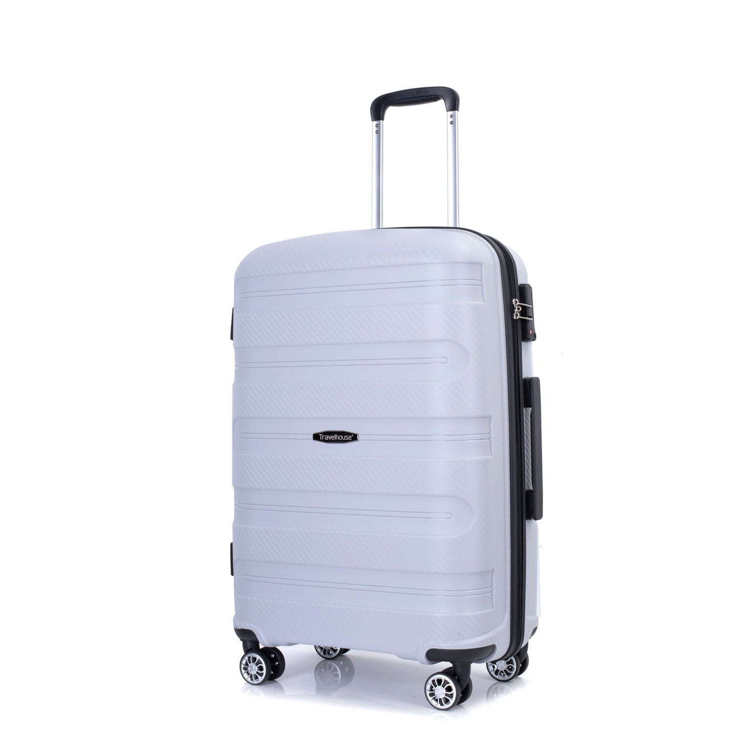 Hardshell Suitcase Spinner Wheels PP Luggage Sets Lightweight Durable Suitcase with TSA Lock,3-Piece Set (20/24/28) ,Silver - Korvel