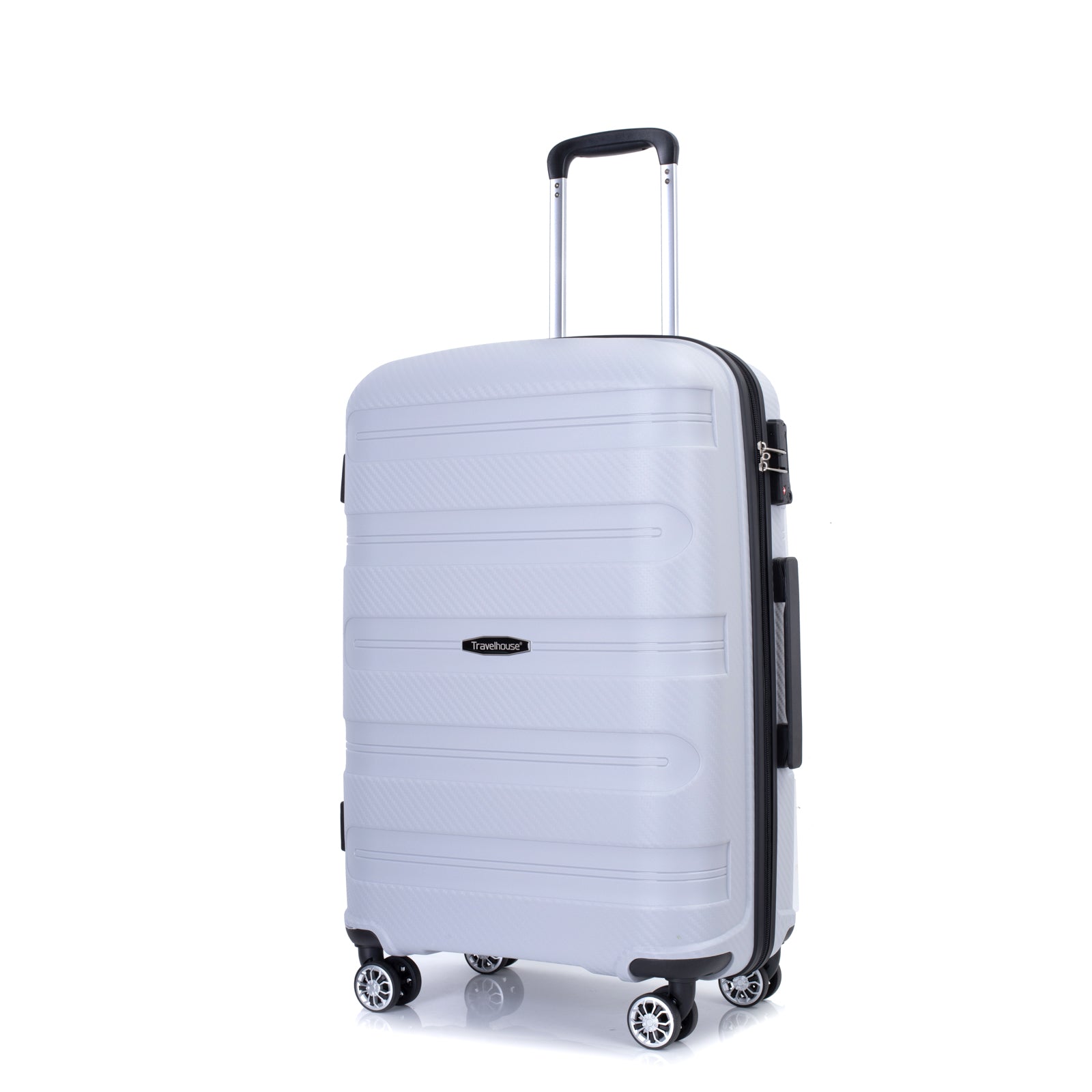 Hardshell Suitcase Spinner Wheels PP Luggage Sets Lightweight Durable Suitcase with TSA Lock,3-Piece Set (20/24/28) ,Silver - Korvel