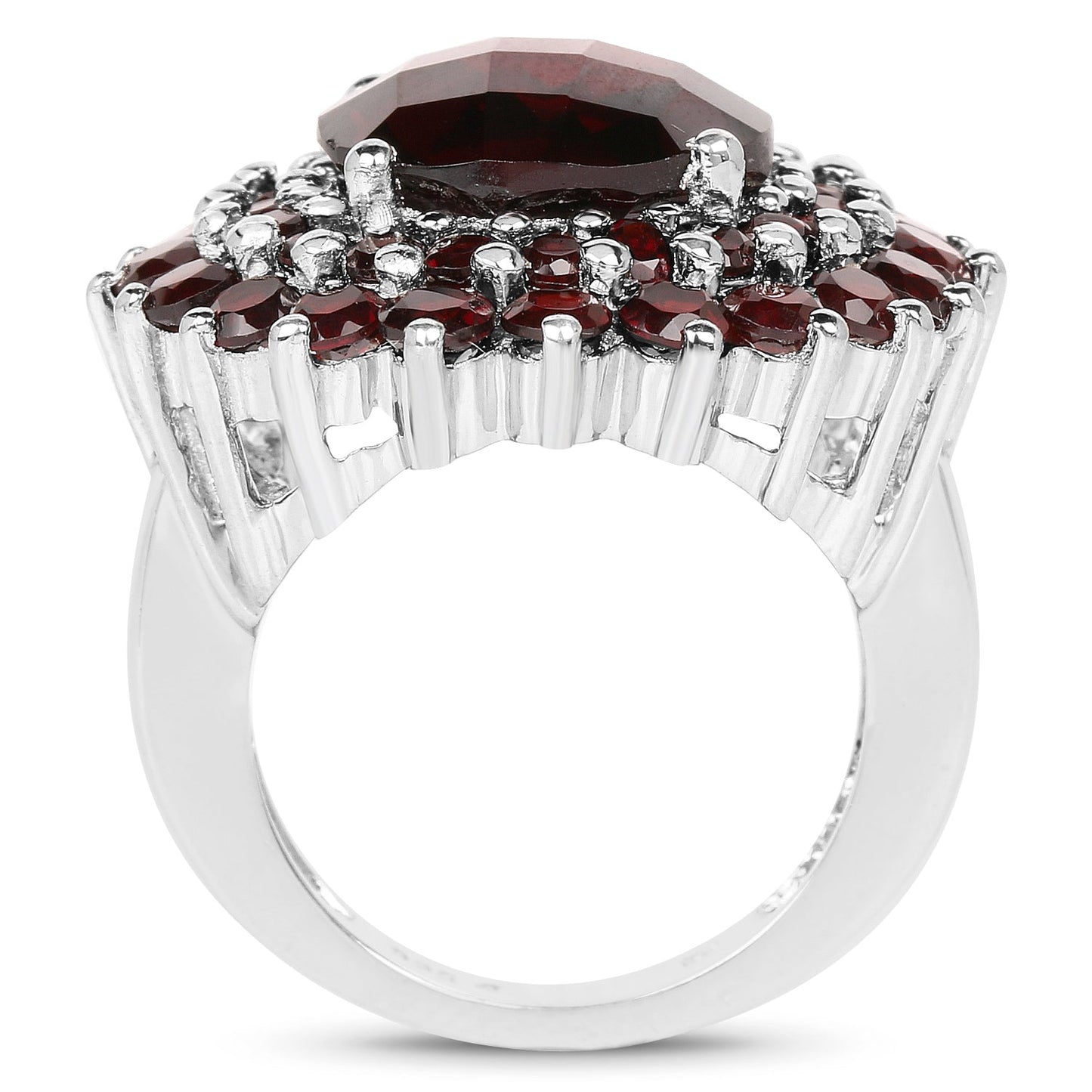 9.90 Carat Genuine Garnet .925 Sterling Silver Engagement Ring