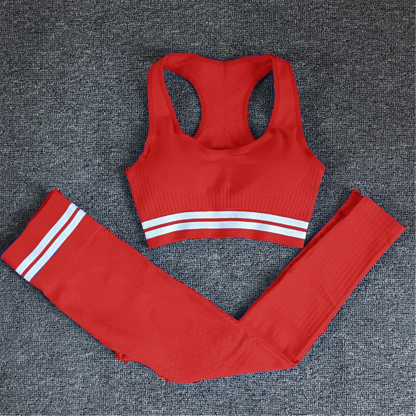 Seamless Yoga Set Sport Wear Women Gym Workout Fitness Clothing Female Sport Suit High Waist Legging Sports Bra Tracksuit - Korvel