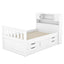 Cama plataforma tamaño twin Captain con almacenamiento en blanco