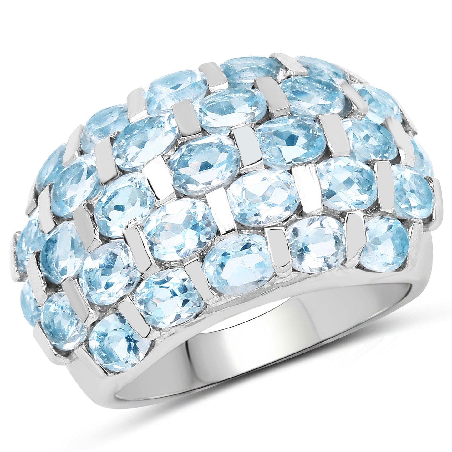 Bague de fiançailles en argent sterling avec topaze bleue véritable de 5,51 carats