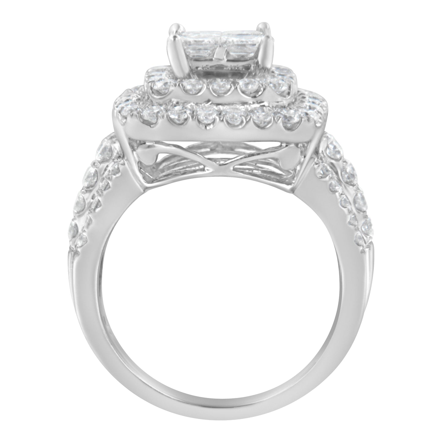 14KT White Gold Diamond Engagement Ring - 2 1/4 cttw