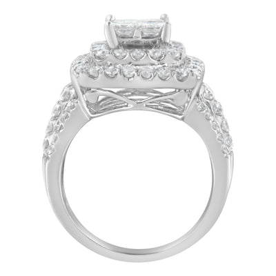 14KT White Gold Diamond Engagement Ring - 2 1/4 cttw