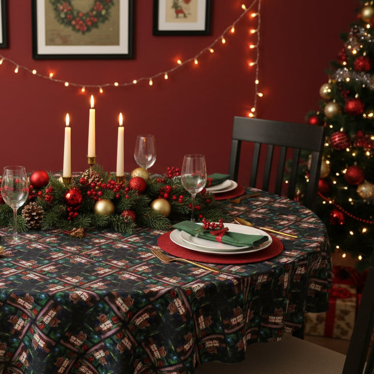 Charming Holiday Tree Tablecloth for Festive Dining