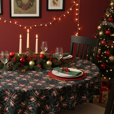 Charming Holiday Tree Tablecloth for Festive Dining