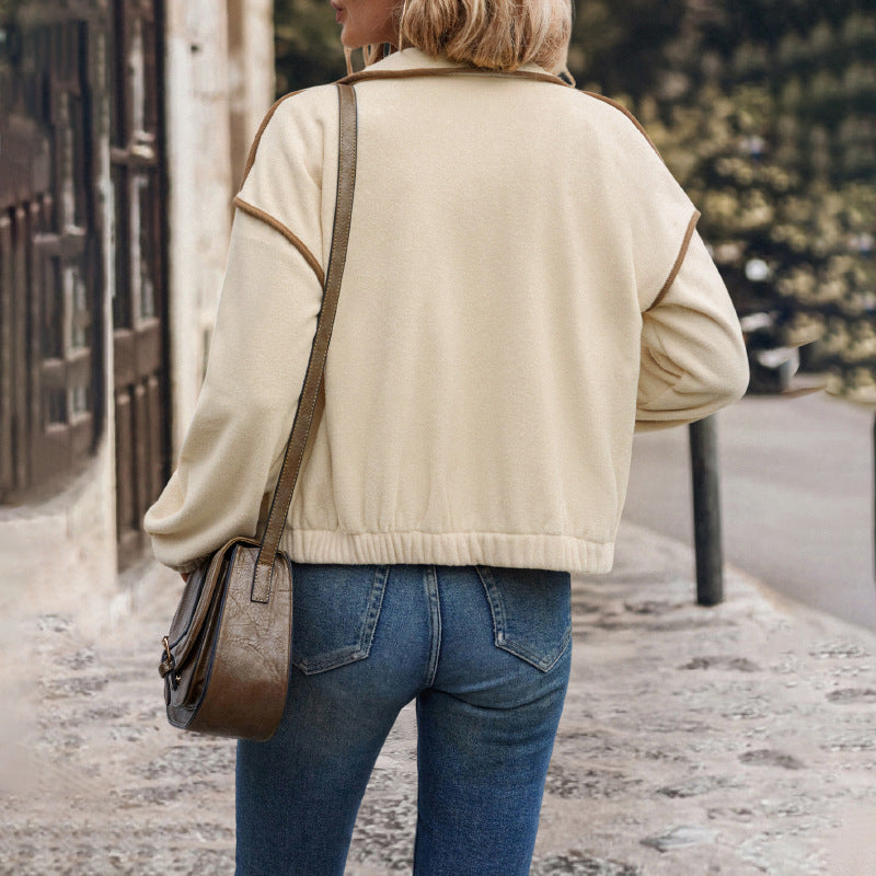 Contrast-Trim Cardigan Jacket for Women