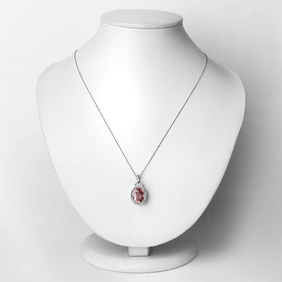 3.90 Carat Genuine Pink Tourmaline and White Diamond Pendant