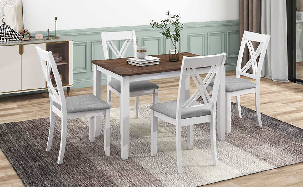 Ensemble de salle à manger rustique minimaliste en bois TOPMAX 5 pièces