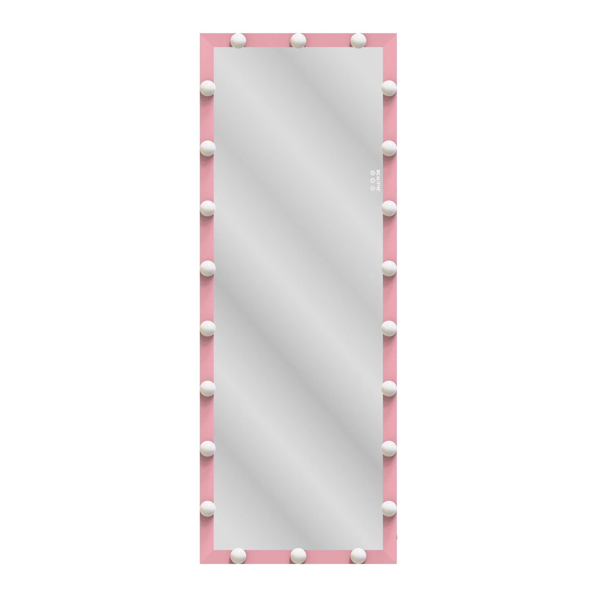62.6-inch x 23.3-inch pink Hollywood illuminated full body vanity mirror with 3 color modesstanding floor mirror touch control - Korvel