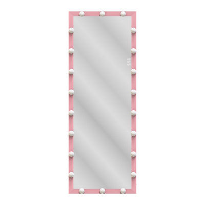 62.6-inch x 23.3-inch pink Hollywood illuminated full body vanity mirror with 3 color modesstanding floor mirror touch control - Korvel