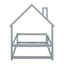 Lit simple taille jumeau en bois gris avec tête de lit en forme de maison