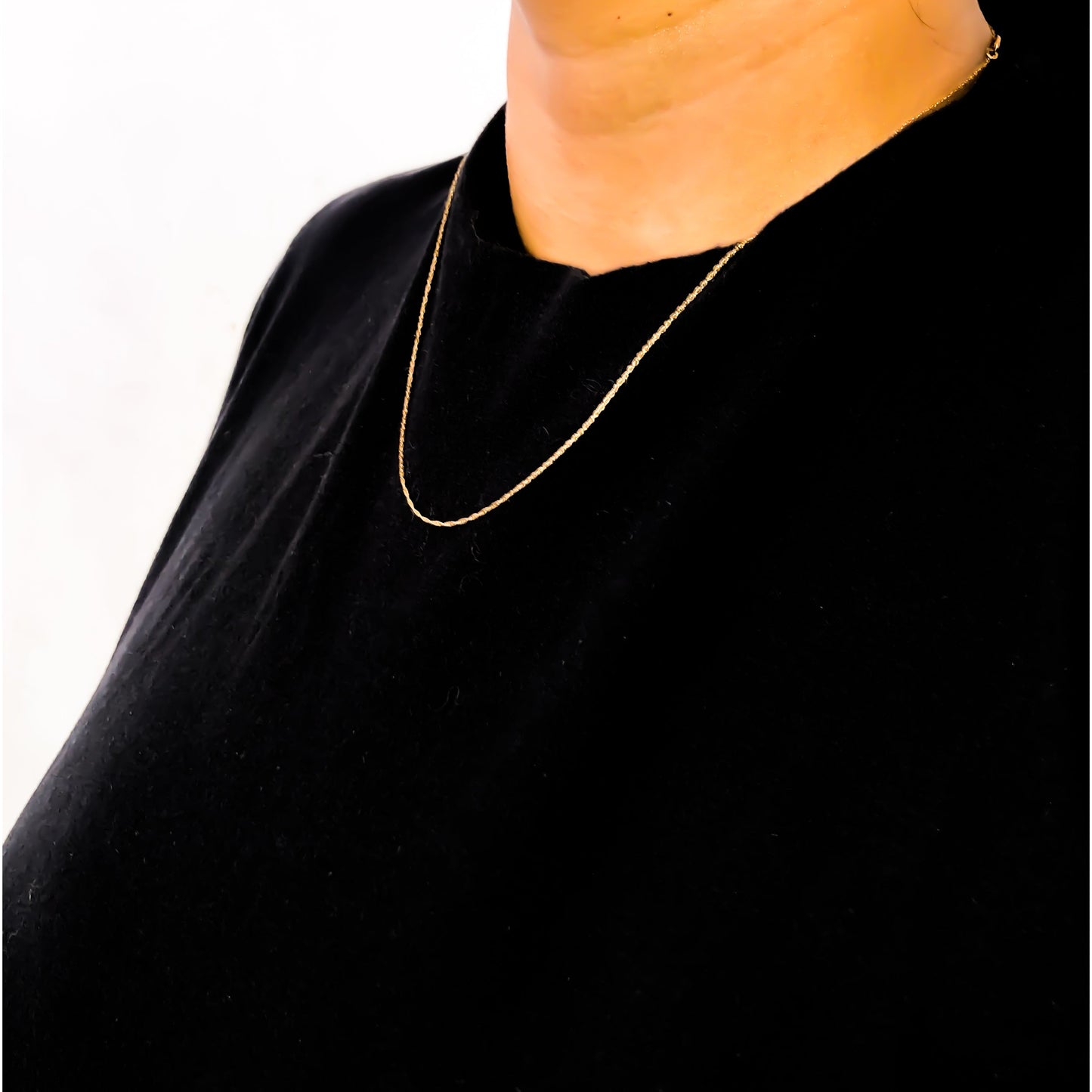 Solid 10K Yellow Gold 0.5mm Slim Rope Chain Necklace - 18"