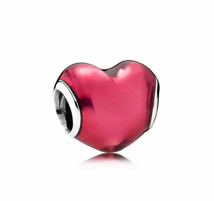 925 Sterling Silver Heart Shape Love Beads Fit Charms Bracelet PAS036 - Korvel