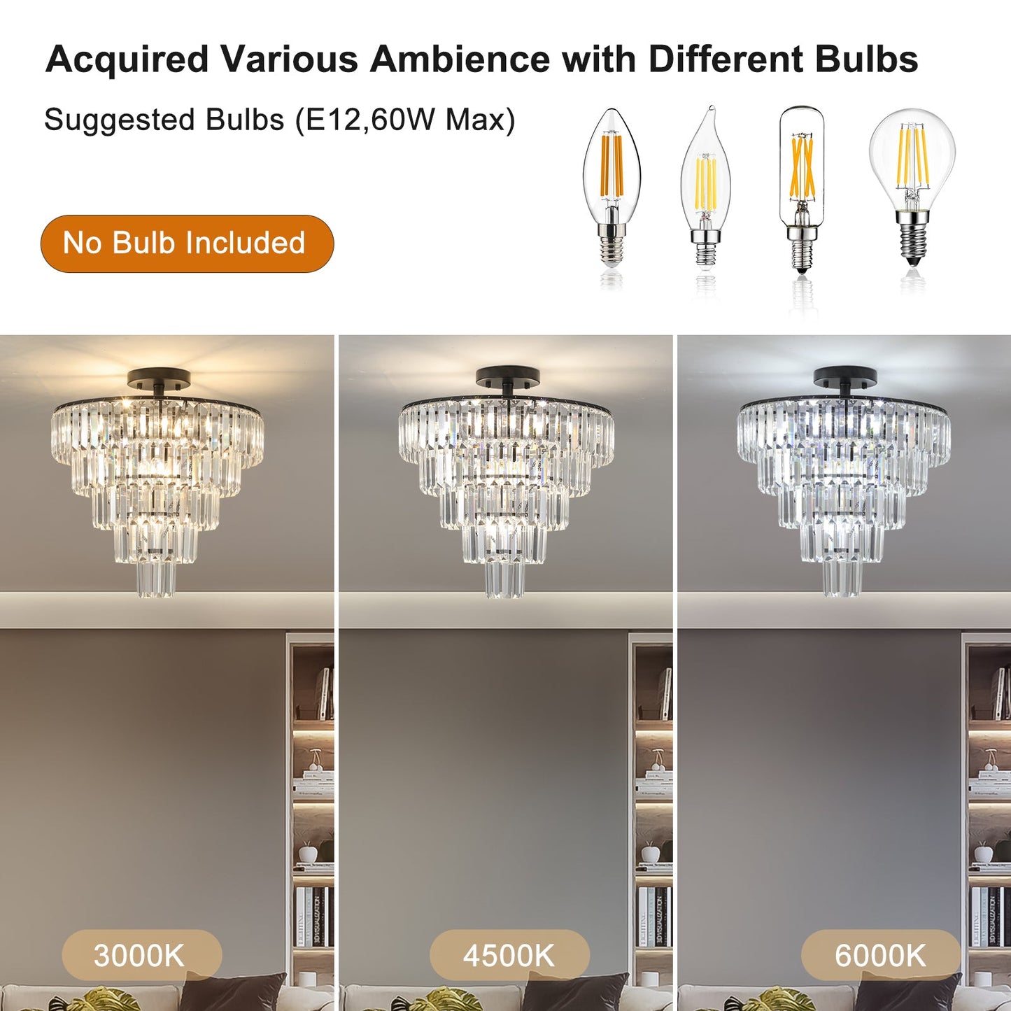 Black large crystal chandelier, modern style chandelier, dining room, living room, bedroom - Korvel