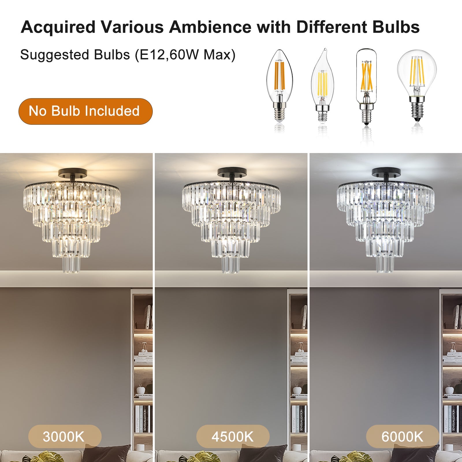 Black large crystal chandelier, modern style chandelier, dining room, living room, bedroom - Korvel