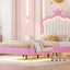 Twin Size Upholstered Bed Frame with LED Lights - Pink & White