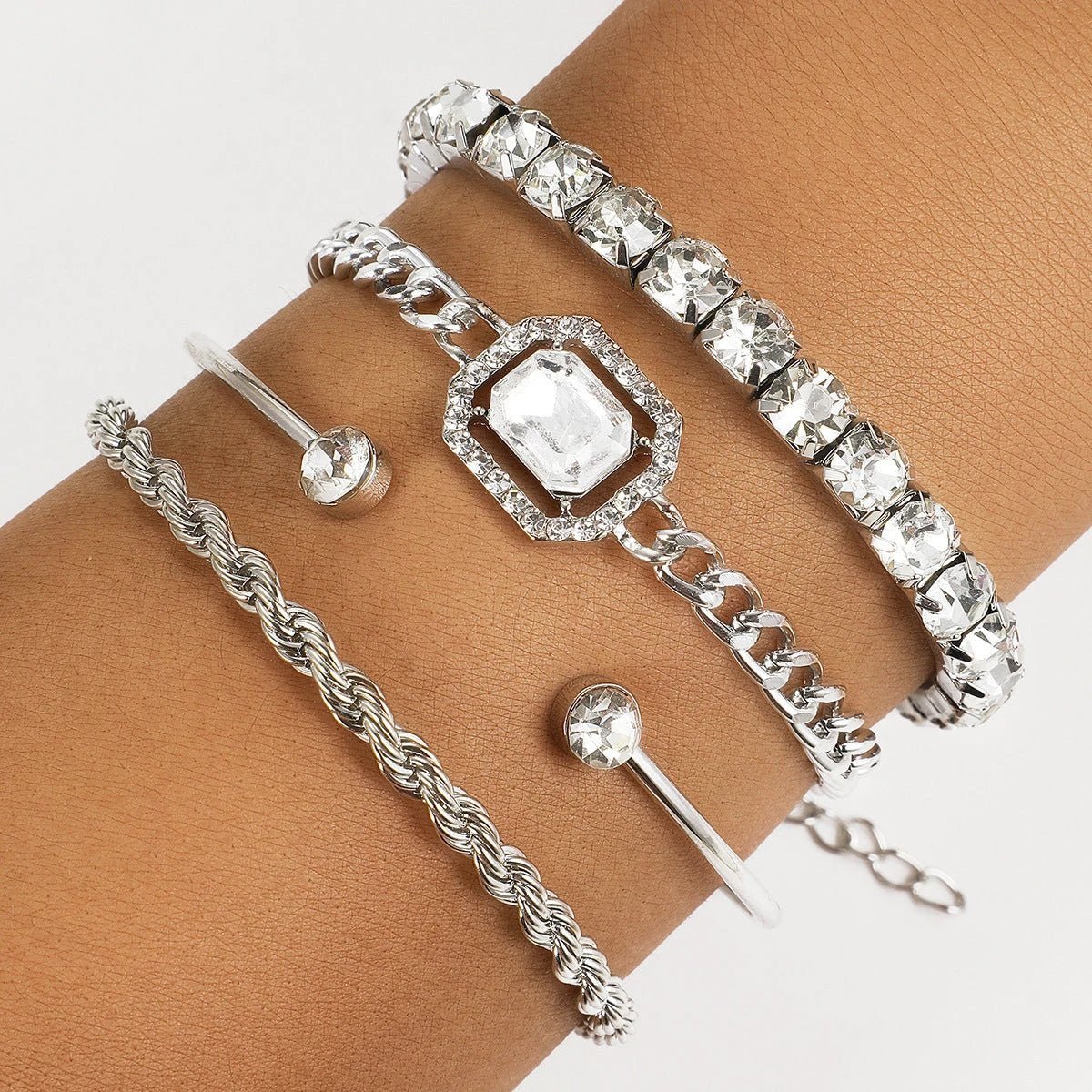 4-Piece Bohemian Crystal Bracelet Set for Women