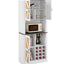 76 Inch Tall Farmhouse Kitchen Faux Rattan Wine Cabinet, Kitchen Bar Cabinet with Square Compartments and Shelves - Korvel