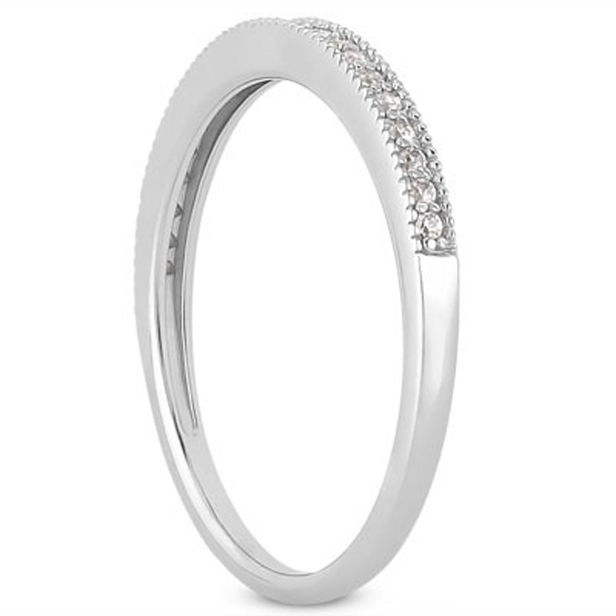 Anillo de boda de banda de diamantes micro pave de oro blanco de 14k