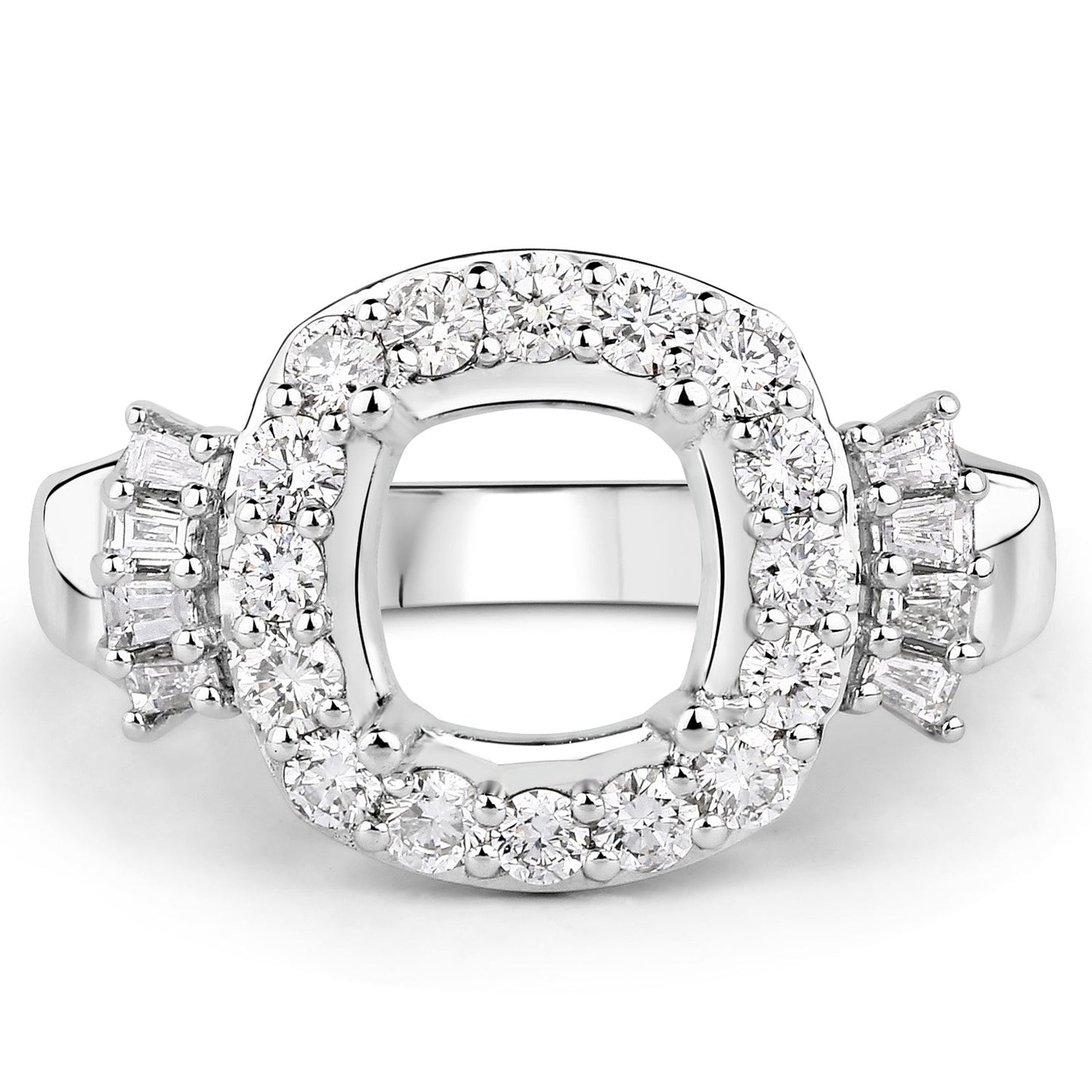 0.73 Carat White Diamond 14K White Gold Semi Mount Engagement Ring