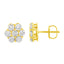 Pendientes de Flor de Diamante de Oro Amarillo de 14K - 1.0 Cttw