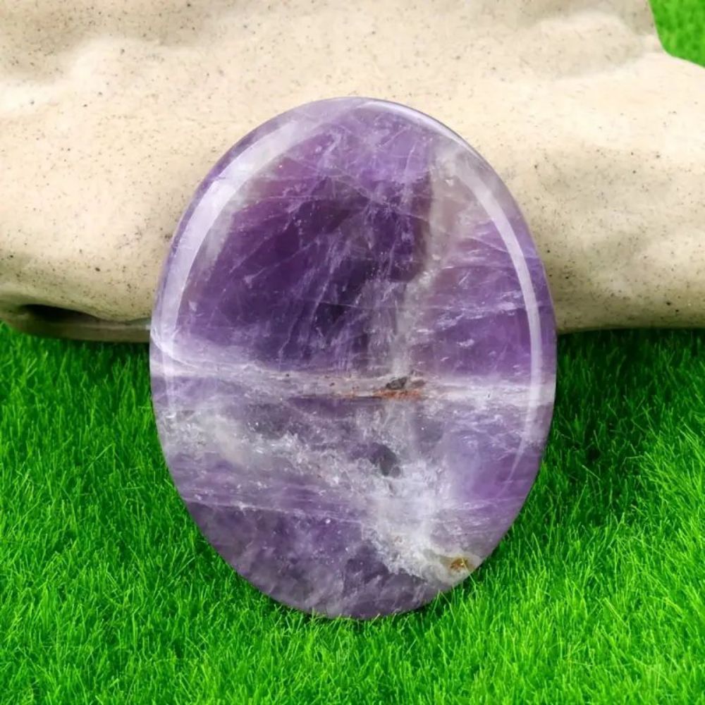 Thumb Worry Stones Oval Massage Quartz Healing Crystal Chakra Energy Therapy Meditation Spiritual Natural Gemstone Decor - Korvel