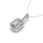 Colgante Halo con Diamante Central Esmeralda en Oro Blanco de 14k