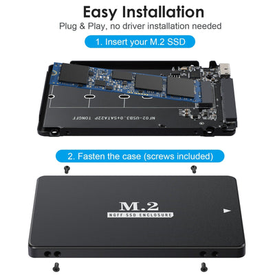 USB 3.0/SATA III 2.5-inch aluminum case M2 NGFF SSD solid state drive box - Korvel