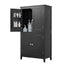 Elegant Black Bathroom Floor Storage Cabinet with Adjustable Shelves