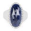 Bague de fiançailles en argent sterling .925 avec saphir bleu de 9,83 carats et diamants