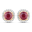 1.22 Carat Genuine Ruby and White Diamond 14K Yellow Gold Earrings