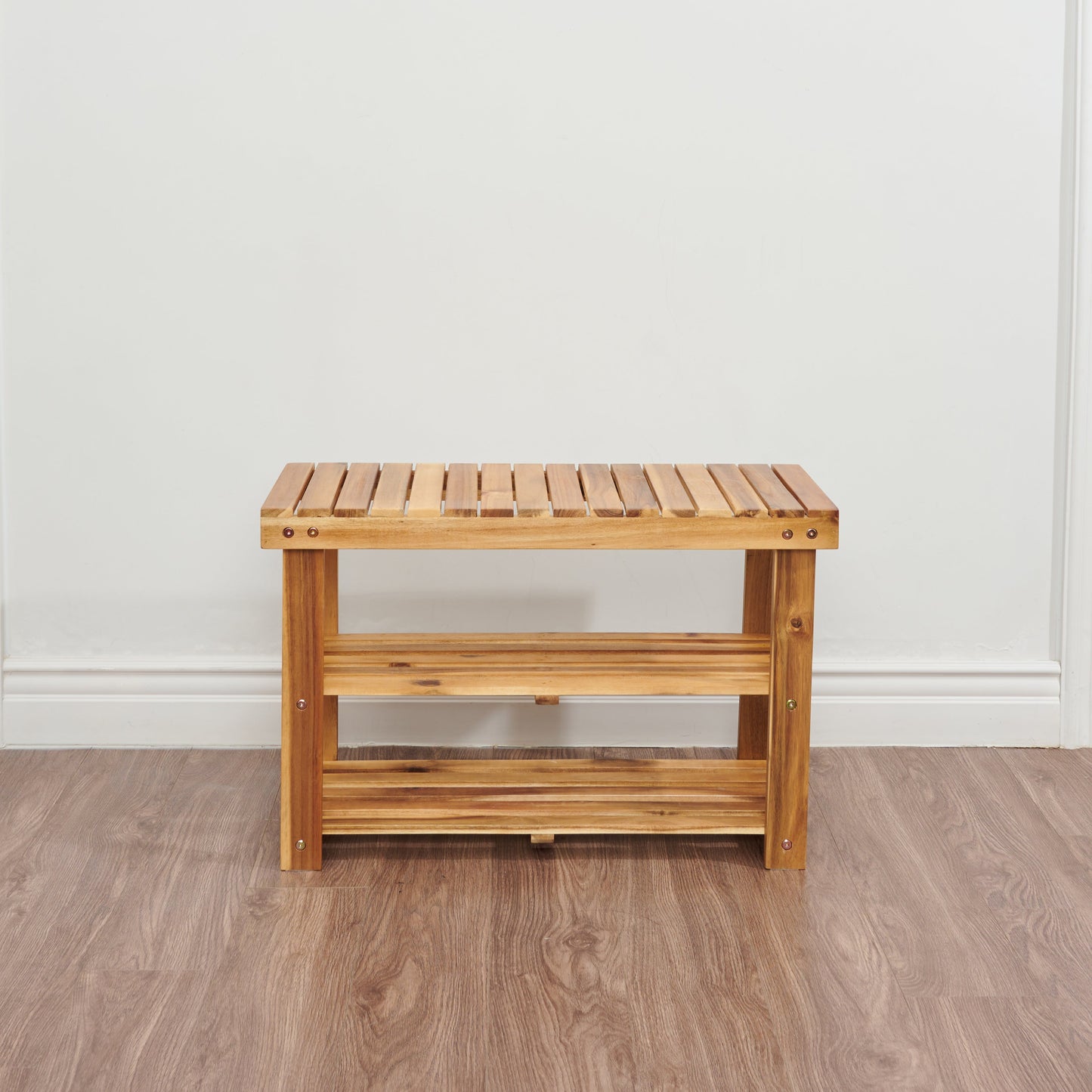 Acacia Wood Shoe Rack Bench Strong Weight Bearing Upto 200 LBS Best Ideas For Entryway Frontdoor Bathroom, Natural Color. - Korvel