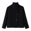 Womens Short Wool Coat with Stand Collar and Double-Breasted Buttons